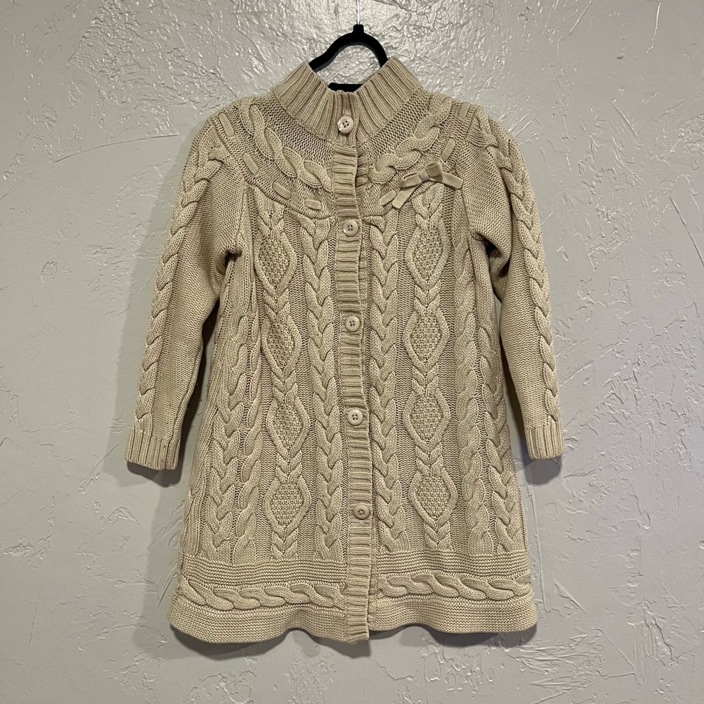 Janie and Jack Girls Cable Knit Button Up Sweater